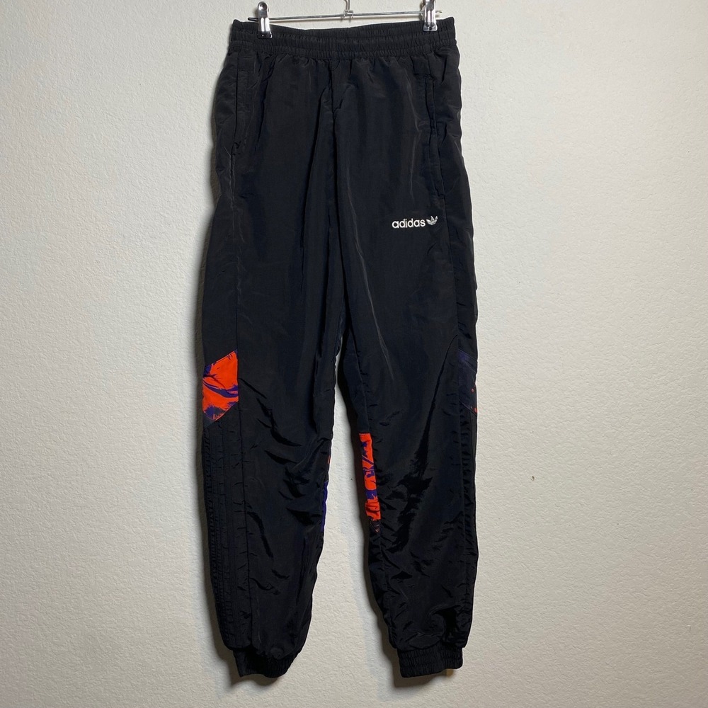 Adidas Originals Black Track Pants Y2K Colorblock Nylon‎ Joggers Streetwear Gorp